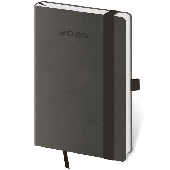 [DF436-4] Diář Flexies týdenní kapesní A6 9x14cm tmavě šedý 2026