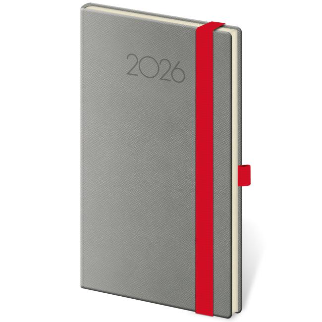 Nový týdenní kapesní diář Praga 9x14cm tmavě šedý 2026