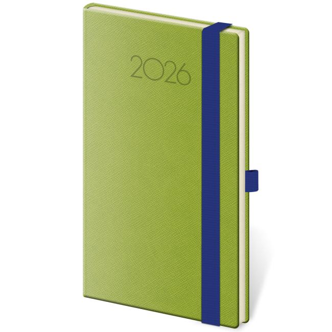 Diář New Praga týdenní kapesní 9x14cm zelený 2026