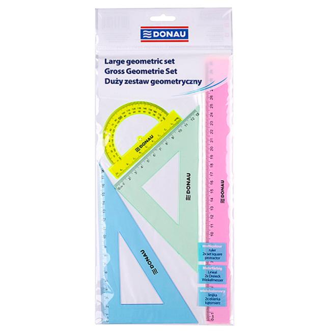 Rýsovací sada pravítek DONAU velká mix barev