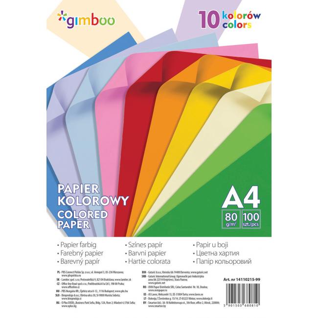 [DO110215] Barevný papír Gimboo A4, 100 listů, 80g, 10 neonových barev