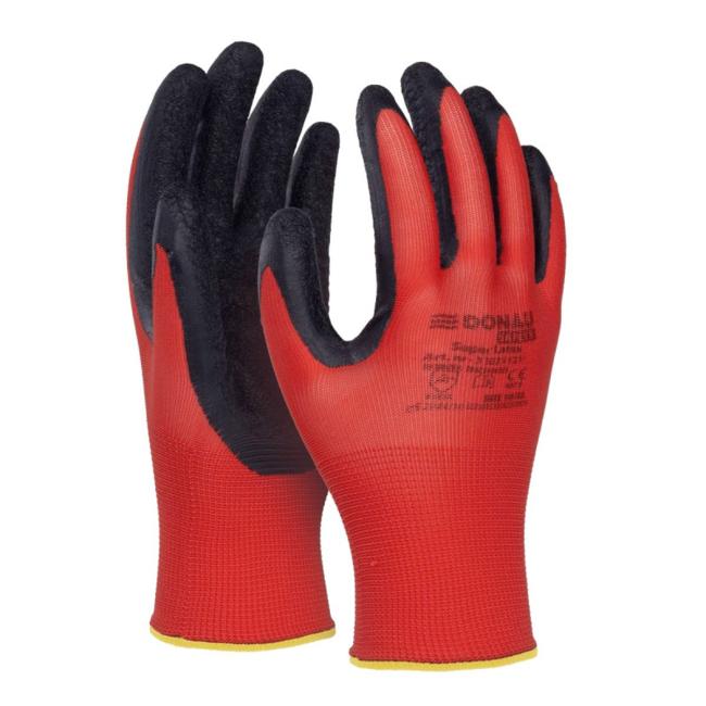 [DO112108] Rukavice pletené, polomáčené DONAU SAFETY Super Latex kat. II červené vel. XL 8