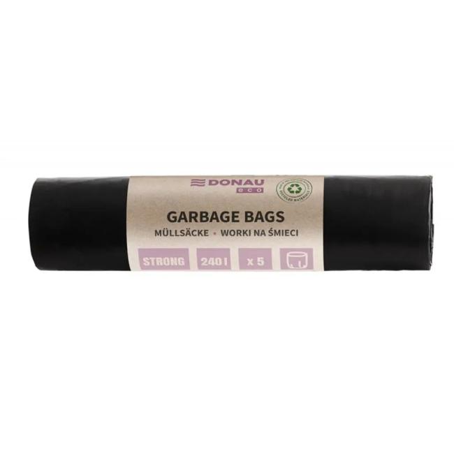 Pytle DONAU ECO strong, 240 ℓ, 70 mic 5 ks, černé, LDPE
