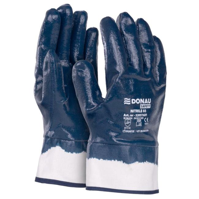 Rukavice nitrilové DONAU SAFETY Nitrile 03, kat. II bílo-námořnické modré vel. M 10
