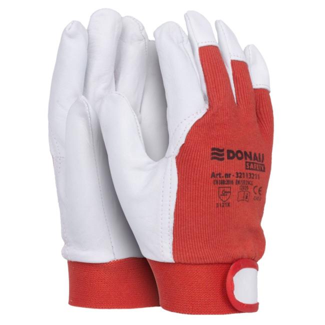 [DO321110] Pracovní rukavice kombinované DONAU SAFETY bílo-červené vel. L 10/XL