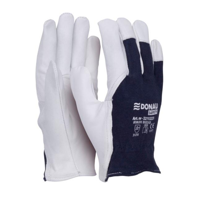 [DO322108] Pracovní rukavice kombinované DONAU SAFETY bílo-námořnické modré vel. L 8/M