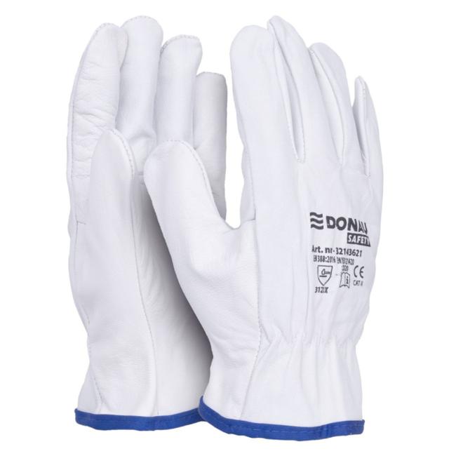 [DO362110] Pracovní rukavice celokoženní DONAU SAFETY bílé vel. L 10/XL