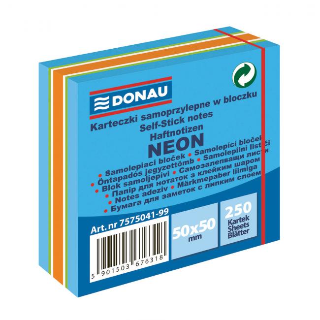 Bloček Donau neonový, 50 x 50 mm, modrý, 250 lístků