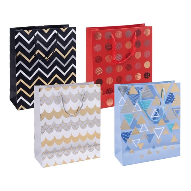 Dárková taška DONAU HOME, laminovaná, 25x30x10cm, celoroční, šňůrka, mix motivů bez možnosti výběru