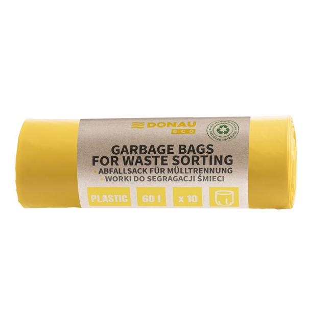 Pytle zavazovací DONAU ECO na separování plastů 60 ℓ, 28mic, 10 ks, žluté
