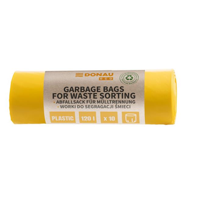 [DO543206] Pytle zavazovací DONAU ECO na separování plastů, 120 ℓ, 35 mic, 10 ks, žluté
