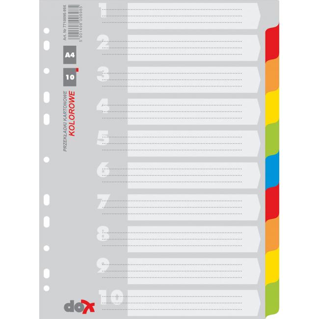 Kartonový rozřazovač Office Products 10dílný barevný