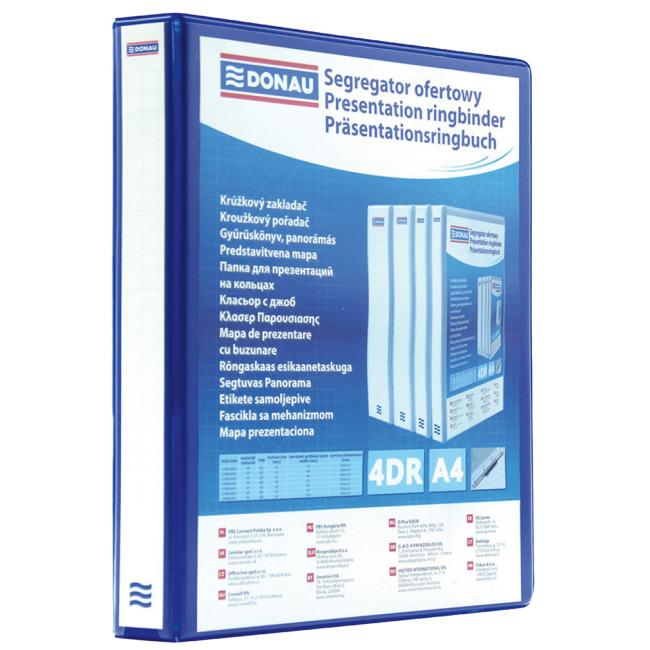 [DO816410] Pořadač prezentační Donau 3,7cm 4D-kroužkový modrý