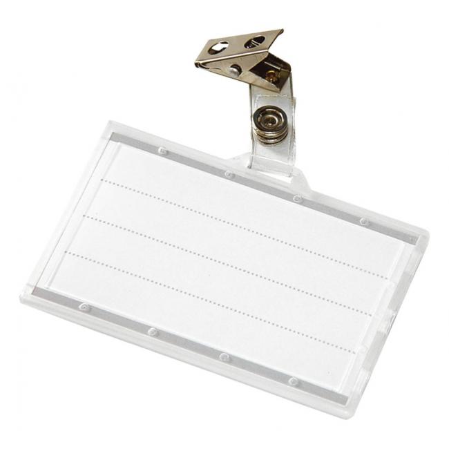 Plastová visačka na karty s klipem DONAU 85x50mm 50 ks