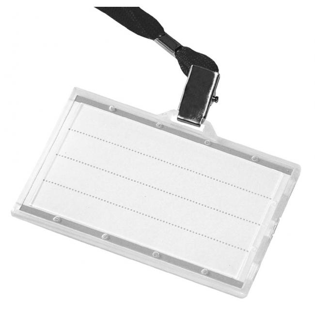 [DO834701] Visačka na plastovou kartu s černým řemínkem DONAU 85x50mm 50ks