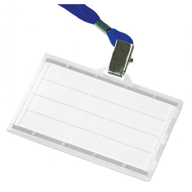 [DO834710] Visačka na plastovou kartu s modrým řemínkem DONAU 85x50mm 50ks