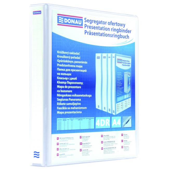 [DO850409] Pořadač prezentační Donau 8cm 4D-kroužkový bílý