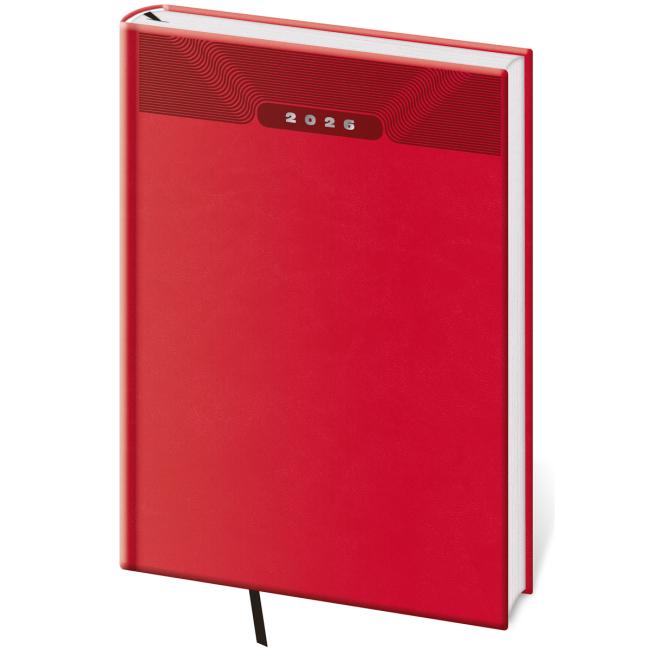 Diary Print klasická denní A5 14,3x20,5cm červená 2026