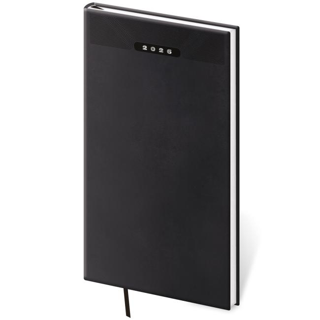 Diary Print klasická týdenní kapsička 8x15cm černá 2026