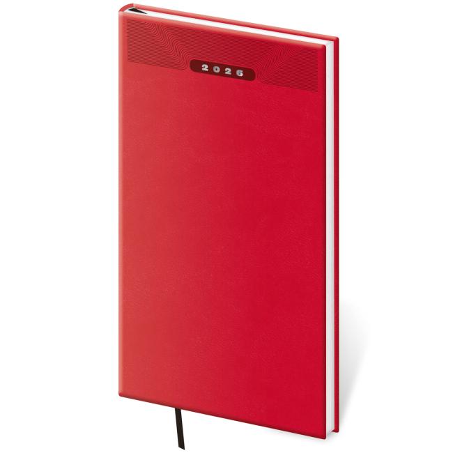 Diary Print klasická týdenní kapsa 8x15cm červená 2026