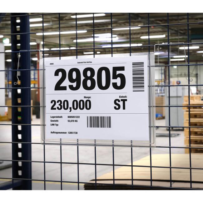 [DU118519] Závěsná kapsa s drátěným věšákem na šířku A4, 50ks, transparentní Kapsa s drátěným závěsem