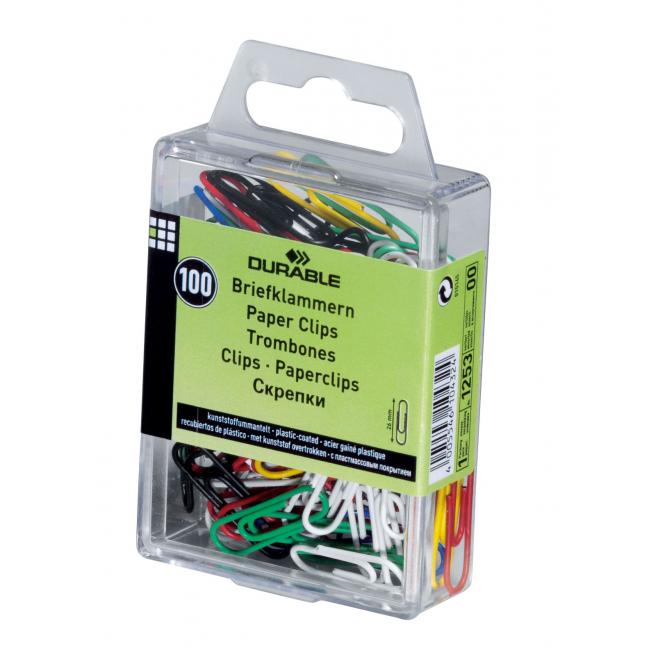 [DU125300] Spisové spony DURABLE 26mm potažené plastem barevné 100ks