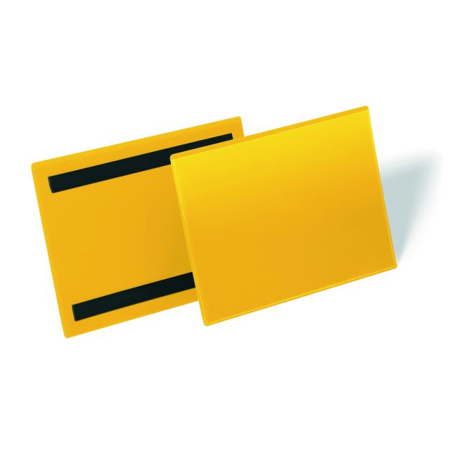 Magnetická kapsa na štítek 210 x 148 mm na šířku 50 ks žlutá