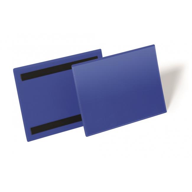 Magnetická kapsa na štítek 210 x 148 mm na šířku 50 ks modrá