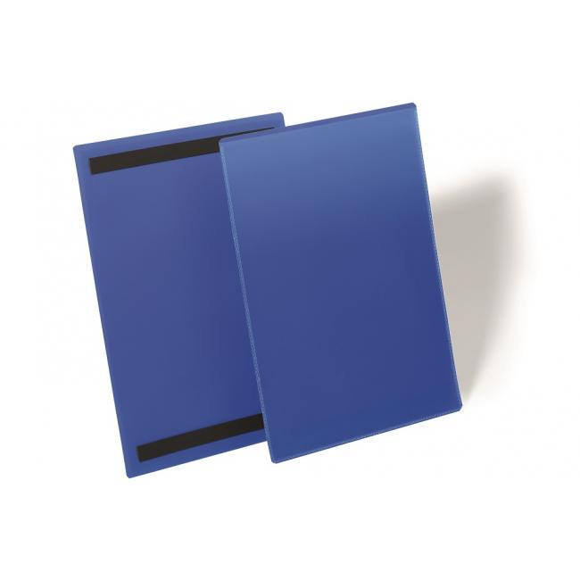 Magnetická kapsa na štítek 210 x 297 mm na výšku 50 ks modrá
