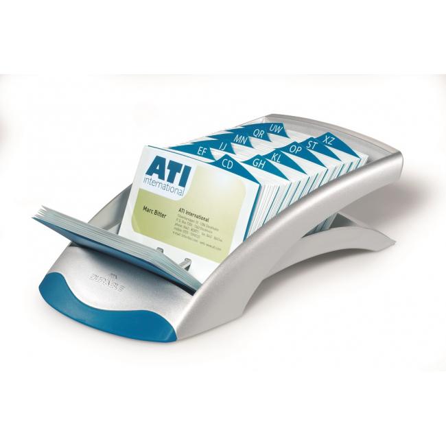 [DU241323] Stolní vizitkář pro 200 vizitek VISIFIX Desk VEGAS stříbrný/modrý