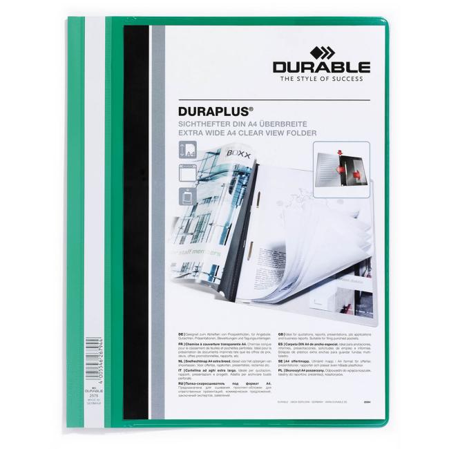 Rychlovazač DURABLE Duraplus zelený Průhledný pořadač