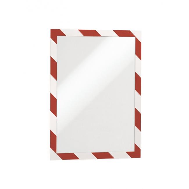 [DU494432] Samolepící Duraframe Security A4, červeno-bílý, bal.2 ks