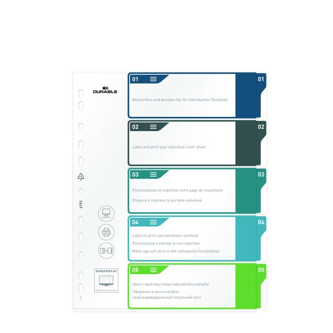 [DU679327] Plastový rozřazovač DURABLE 1-5 potisknutelný barevný