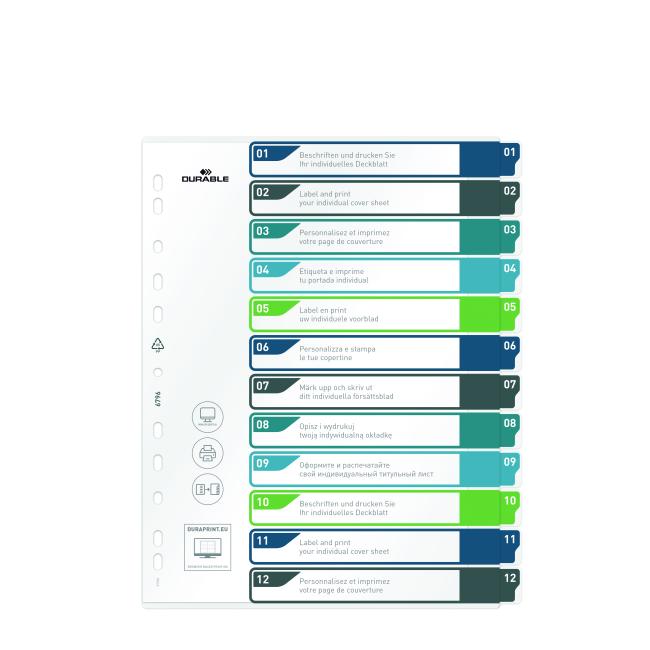 [DU679627] Plastový rozřazovač DURABLE 1-12 potisknutelný barevný