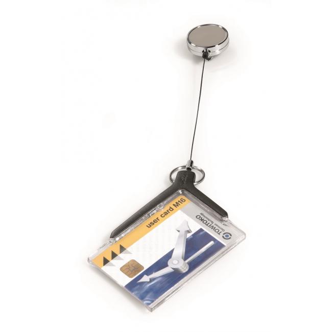 [DU830758] Visačka na plastovou kartu s kotoučem DURABLE CARD HOLDER DE LUXE PRO 85x54mm 10ks