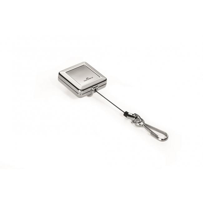 [DU832823] Výsuvný kotouč kovový hranatý s karičkou DURABLE JOJO CHROME QUADRO stříbrný 1ks