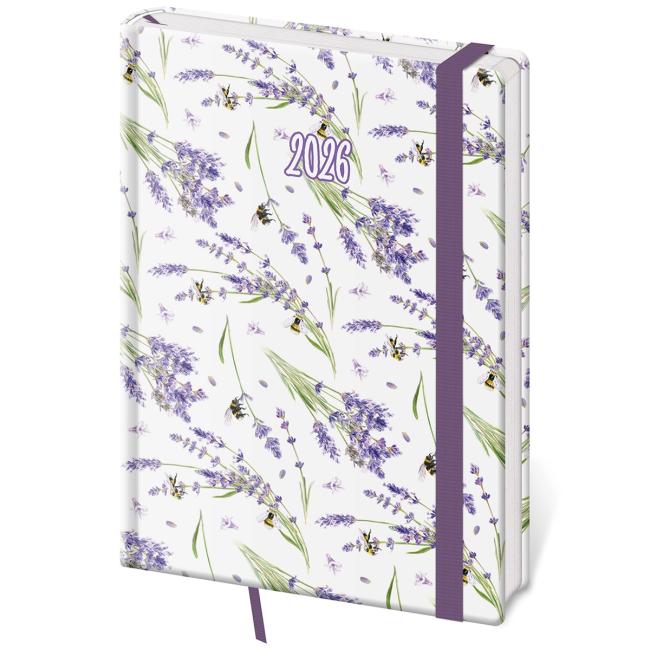 [DV422-12] Denní diář Vario A5 14,3x20,5 cm s gumičkou levandule 2026