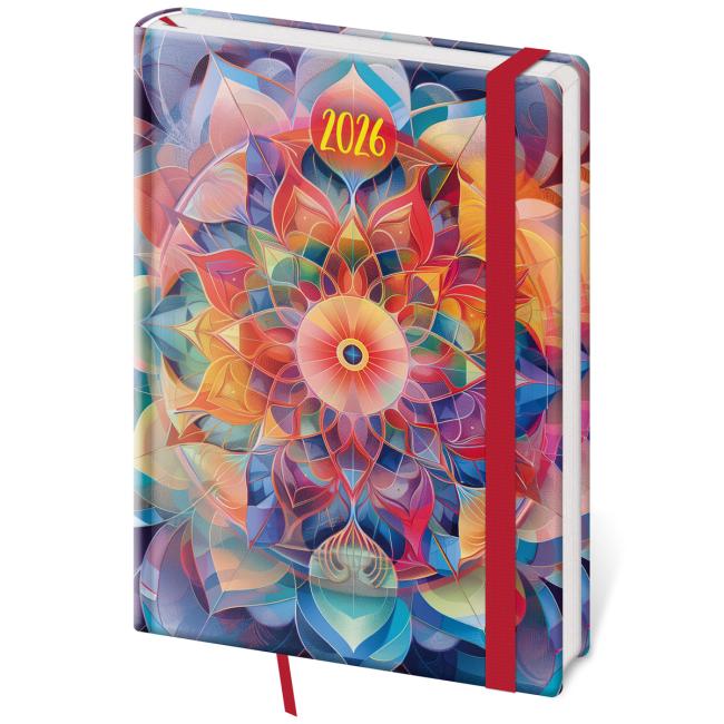 Diář Vario denní A5 14,3x20,5 cm s gumičkou Kaleidoskop 2026