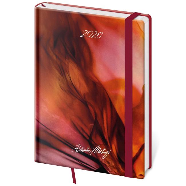 Diář Vario denní A5 14,3x20,5 cm s gumou Matragi Red 2026