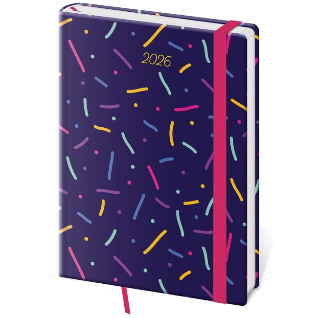 Vario týdenní diář A5 14,5x20,5 cm s gumičkou Sprinkles 2026