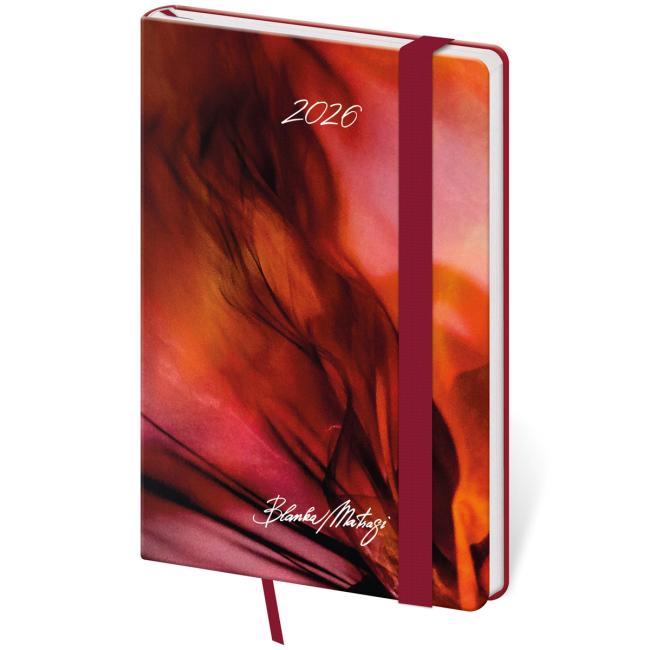 Diář Vario týdenní kapesní A6 9x14 cm s gumičkou Matragi Red 2026