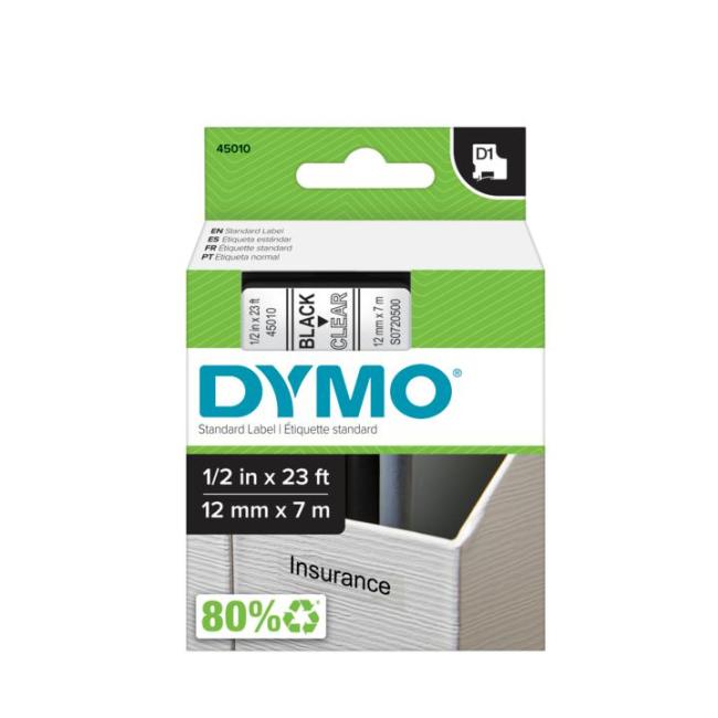 [DY720500] Samolepící páska Dymo D1 12 mm čirá/černá