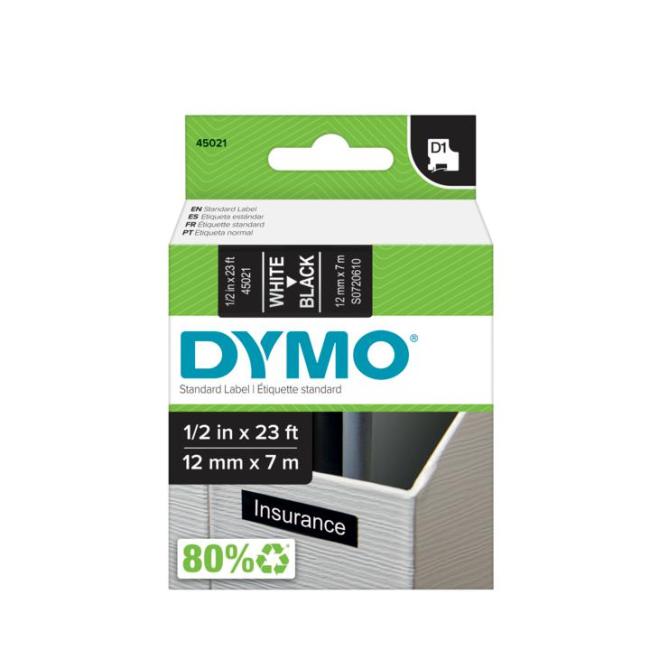 [DY720610] Samolepící páska Dymo D1 12 mm černá/bílá
