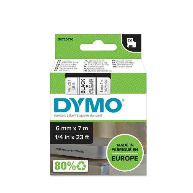 [DY720770] Samolepící páska Dymo D1 6 mm čirá/černá