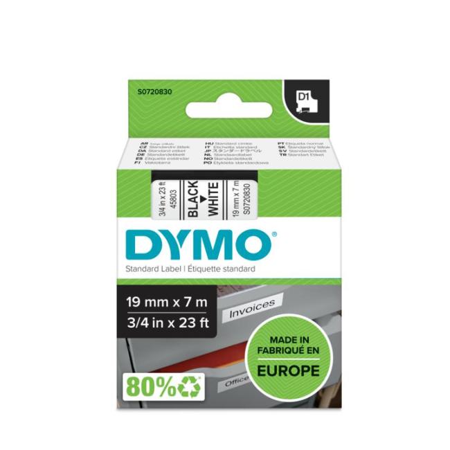 [DY720830] Samolepící páska Dymo D1 19 mm bílá/černá