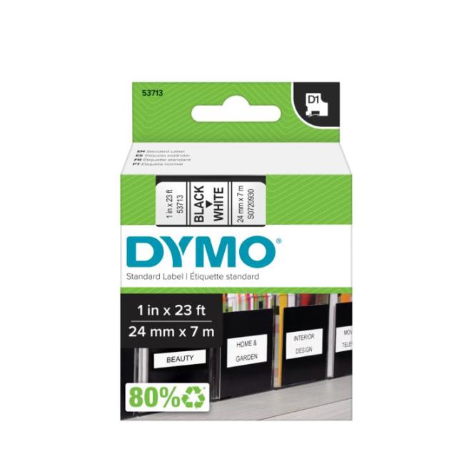 [DY720930] Samolepící páska Dymo D1 24 mm bílá/černá