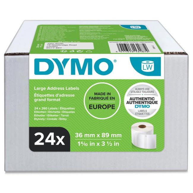 [DY722390] Samolepící etikety Dymo LW 89x36mm adresné velké bílé 6240ks