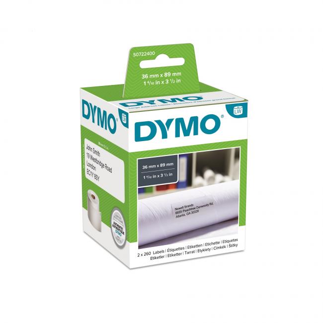 Samolepící etikety Dymo LW 89x36mm adresné velké bílé 520ks