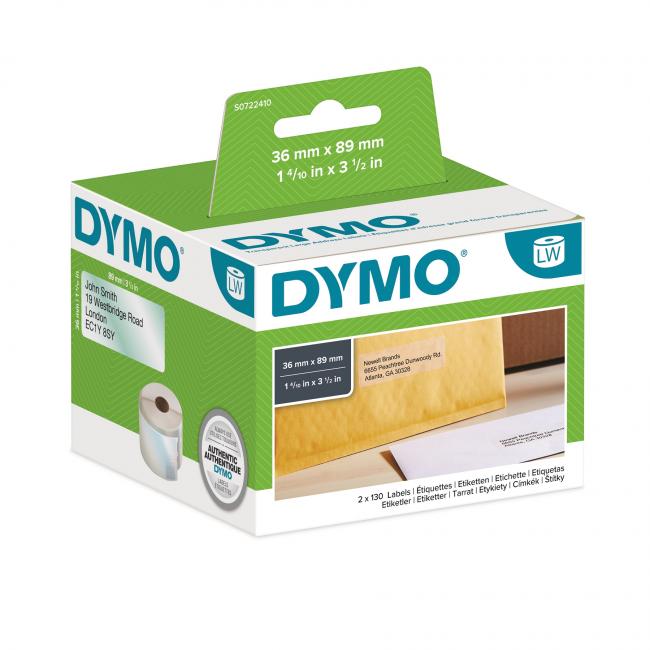 Samolepící etikety Dymo LW 89x36mm adresné velké čirý plast