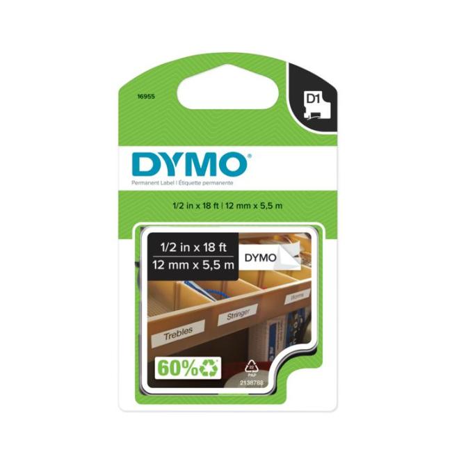 [DY978364] Permanentní vinylová páska Dymo D1 12 mm bílá/černá